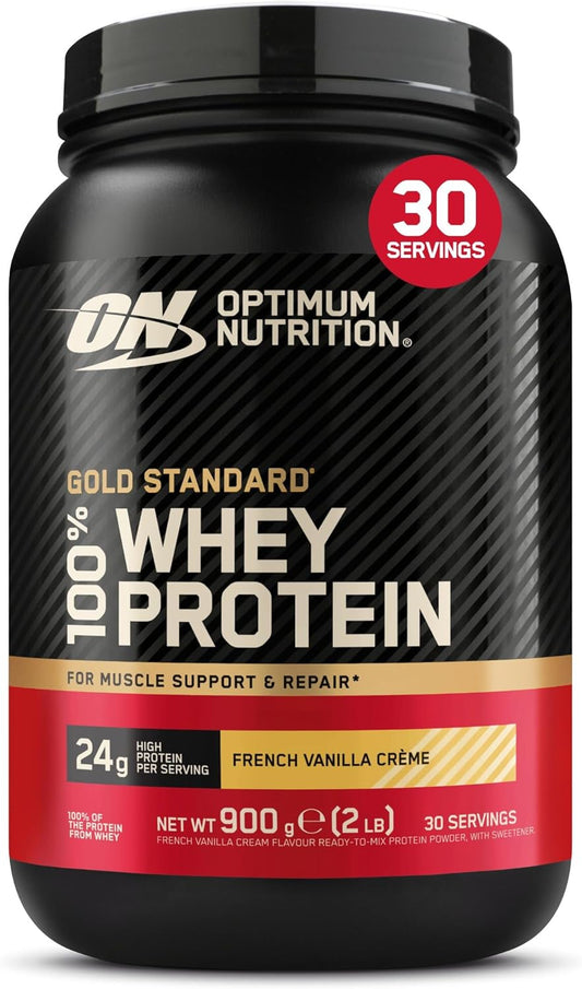 Optimum Nutrition Gold Standard 100% Protein Powder, French Vanilla Creme Flavour, 30 Servings, 900 g