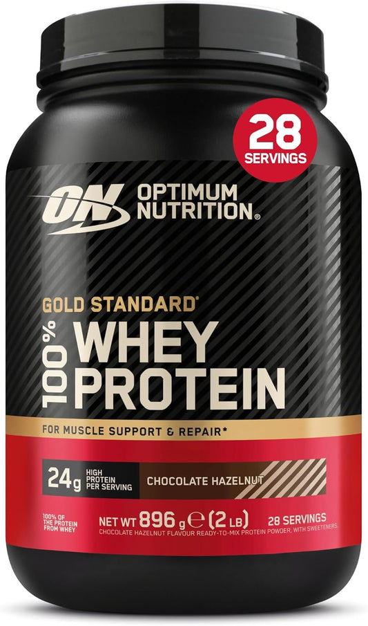 Optimum Nutrition Gold Standard 100%  Protein Powder  Chocolate Hazelnut Flavour, 28 Servings, 896 g