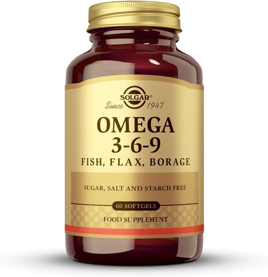 Solgar Omega 3-6-9 Softgels 60 Softgels - Blend of Premium Fish, Flax and Borage Oils